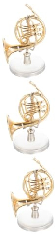 Alipis 3 Sätze Horn-Modell Waldhorn Instrumente Stielspielzeug Tuba Miniatur-Horn-Ornament Hörner Band Desktop-Ornament Musikinstrument Schmücken Kupfer-Horn- Horndekor Golden Eisen