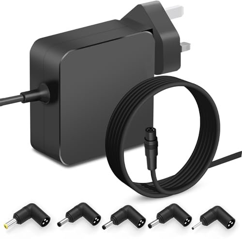 65W Universal Laptop Charger for Asus VivoBook ZenBook NoteBook A52F A53E A53S A54C A55A A56C A56CA for Len ovo IdeaPad Chromebook,charging with 5 different easy replacement connectors