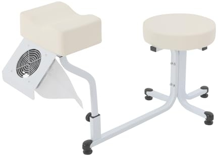 soudesileim 22W Pediküre Hocker mit Fußstütze, Absaugung, Geschwindigkeit 2600rpm, Hocker max Belastbarkeit 100kg, Fußpflege Stuhl, Beinstütze Fußpflege, Nagelstudio, SPA (Weiß)