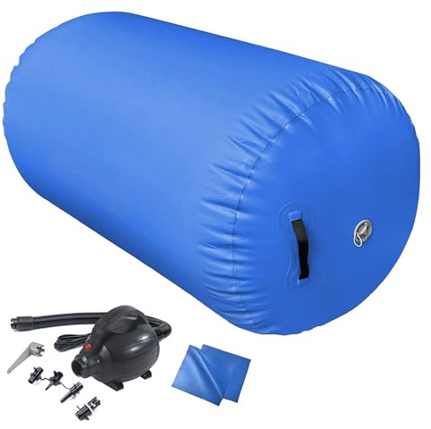 LSLIFE Luftrolle Aufblasbare Tumbling-Gymnastik Fass 60/75/90 cm Tumbling-Matte Luft-Tumble-Track-Matte Rückbeuge-Trainer mit elektrischer Luftpumpe für Training/Yoga/Backflip