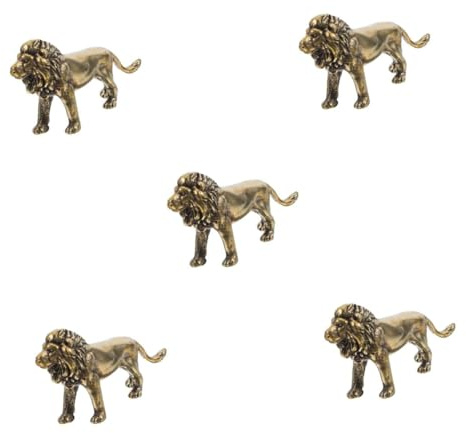 MAGICLULU 5 Stück Kompakte Messing Löwenfigur Dekorative Löwenstatue für Schreibtisch Stilvolle Büro Dekoration Platzsparend und Einzigartiges Design aus Hochwertigem Messing Geschmeidige