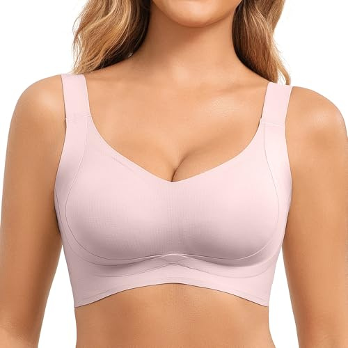 Fittingirls Plus Size Wireless Non Wired Seamless Bra-Soft Breathable Comfort Full Coverage Padded Bra for Women Plus Size, Everyday & Sleep Use
