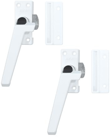 AXA Fenstergriffe 2er set - 3308 - Fenstersicherung - Links drehend | abschließbar mit Knopf, Aluminium Weiß