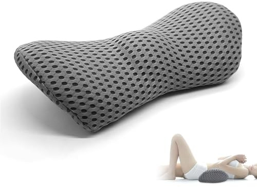 kuchenuten Lendenkissen Orthopädisches - Lendenwirbelkissen aus Memory Foam, Rückenkissen zur Druckentlastung für Bürostuhl, Bett, Stuhl, Auto, Dunkelgrau, 46x23x11cm