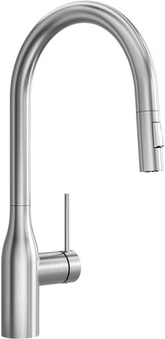 CECIPA Grifo de cocina extensible, grifo de cocina de alta presión, acero inoxidable, giratorio 360°, grifo de cocina con arco alto, robusto y sin fugas, fácil instalación, grifo mezclador con caño de