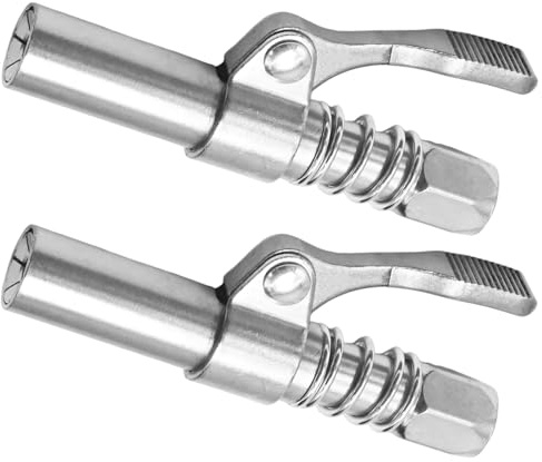 Ollanoos 2er Set Schnellverschluss mit Einhandbedienung für alle gängigen Nippel, ​Fettpresse-Adapter mit 6-Klauen-Verriegelung passt auf 1/8 NPT, SAE & metrische Nippel
