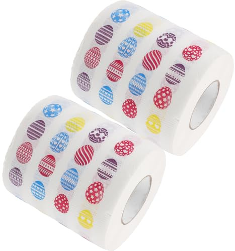 Ipetboom 2 Rollen Bedrucktes Toilettenpapier mit Ostermotiv Weich Hautfreundlich Saugfähig Dekorativ für Bad Büro und Reise