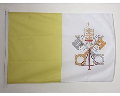 AZ FLAG - Drapeau Vatican - 45x30 cm - Pavillon Nautique Vatican Spécial Bateau Et Extérieur En Maille Bloquée Avec Anneaux Plastiques Intégrés - 30g