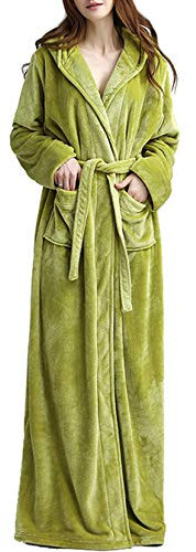 DSNOW Peignoir en polaire chaud pour femme Robe de chambre - Vert - Medium