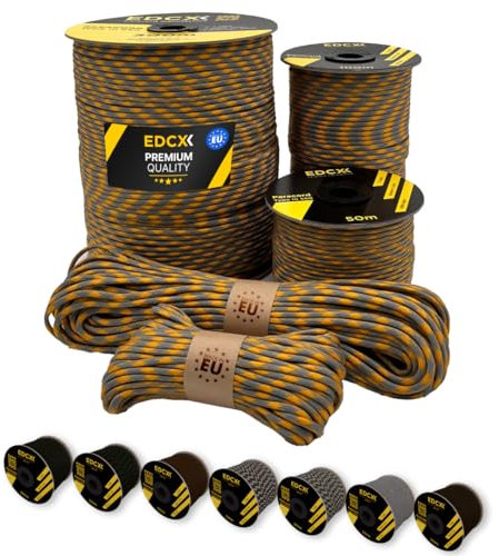 EdcX Paracord 4 mm, 20+ Militärfarben (15 m, 30 m, 50 m, 100 m, 300 m) | Ideal zum Basteln, Camping, Outdoor | 100% Nylonseil 4 mm | Taktische Kordel 550 Typ III (Huntin Season, 15 m)