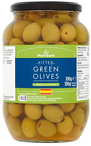 Morrisons Pitted Green Olives in Brine, 810g