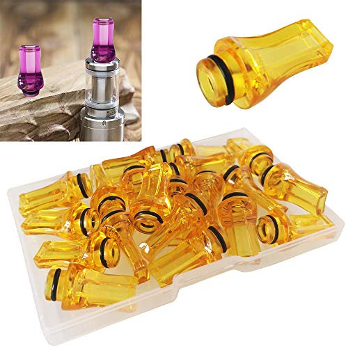CESFONJER 20 Pcs 510 Plastic Drip Tips 510 Bocchini 28mm Lunghezza (Gocciolatore piatto giallo)
