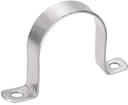 sourcing map 63mm(2.5) Rigid Pipe Strap, 2 Holes Tube Straps 304 Stainless Steel Tension Tube Clamp 2pcs