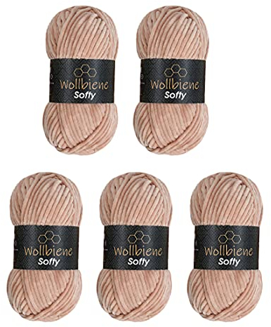 Wollbiene Softy, 5 gomitoli di lana di ciniglia da 100 g, 500 g (polvere 10)