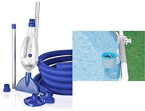 GRE 08011A - Pulitori per piscine ad aspirazione manuale Little Vac per piscine fuori terra & Intex 28000 Deluxe Skimmer per Pompe Filtro da 3.028 l/h, Grigio/Blu, 20.96 x 33.02 x 24.13 cm