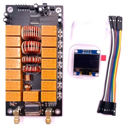 Agmoctz Antennen-Tuner-Board-Motherboard mit Bildschirm, Fertige Version, DIY-Antennen-Kits, Schwarzer PC + Metalltester, Elektronische Komponenten