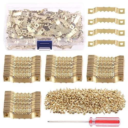 Swpeet Lot de 600 cintres à double trou avec vis et tournevis, pour décoration de la maison, cadre photo créatif (doré)
