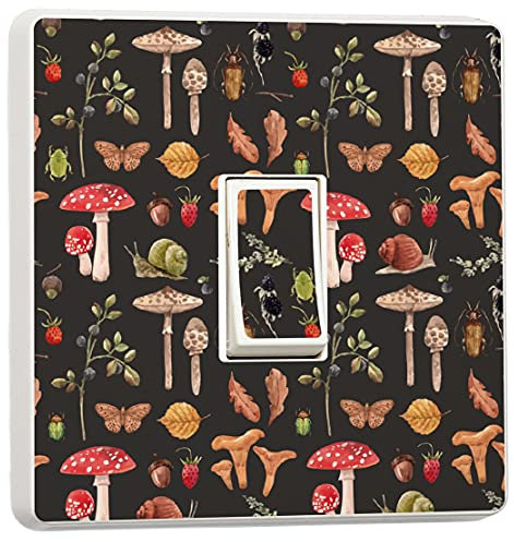 stika.co Pack of 2 Autumn, Mushroom Print Light Switch Sticker Vinyl Cover Skin