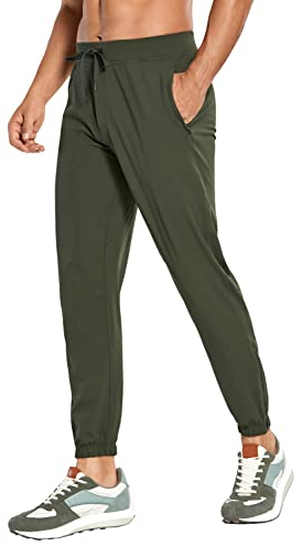 CRZ YOGA Herren Joggerhose Trainingshose Leichte Elastische Sporthose Fitnesshose - 71cm Dunkle Olive XL