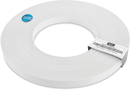 WoodPress® Canto de melamina Blanco Mate 15mm preencolado, 50 m | Rollo profesional de canto flexible con cola termofusible para fabricar y rematar muebles, armarios y estantes; para planchar