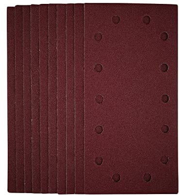 Draper Sanding Sheets (10 Pack) | 80 Grit Hook and Loop Sanding Pads | 115 x 230mm Sandpaper for Electric Sander | 55863