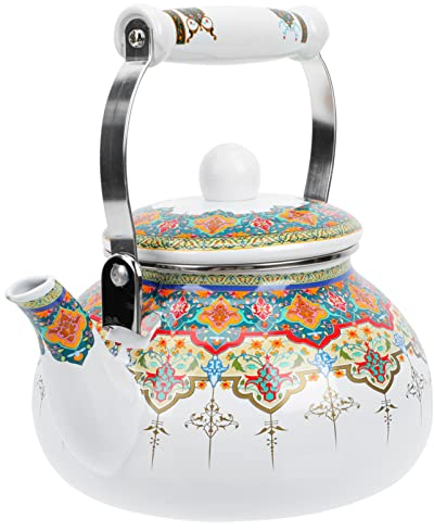 Emaille Teekessel Vintage - Wasserkocher Retro 2, 5 Liter - Wasserkocher für Alle Kochplatten, Gasherd, Induktionsherd