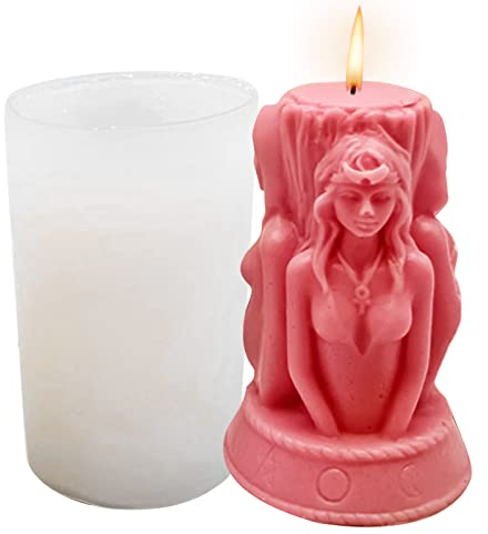 Molde de vela de diosa 3D, moldes de ángel orando de silicona para resina, molde creativo de velas 3D, molde de silicona para decoración de velas de jabón casero, molde de aromaterapia (B)
