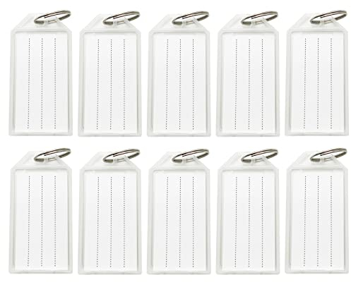 LuenHego Lot de 10 porte-clés en plastique avec étiquettes et porte-clés, semi-transparents, USB, étiquettes d'identification, étiquettes de nom de bagages