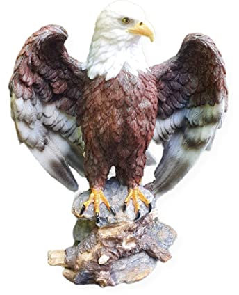 Aspinaworld Gartenfigur, Weißkopfseeadler Figuren mit offenen Flügel 33 cm, Figur für den Garten, wetterfeste Deko