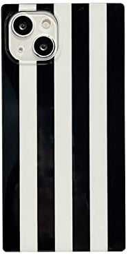 Rectangle Black White Stripe Case Compatible with iPhone 13 Pro Classic Luxury Zebra Lines Print Slim Flexible Trunk Box Soft Phone Cover Casing for iPhone 13pro 6.1 inch