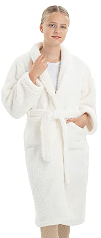 HOMELEVEL Accappatoio Bambino Morbido - Accappatoio per Stare in Casa - Accappatoio Caldo con Cappuccio e Tasche - Vestaglia Bambina Invernale Pile