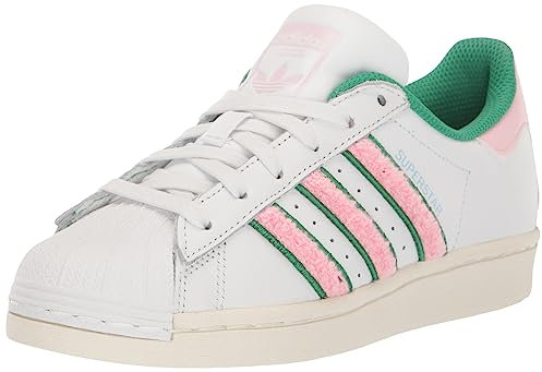 adidas Scarpe Superstar Donna, Bianco/Rosa chiaro/Verde semi corto, 5 Narrow