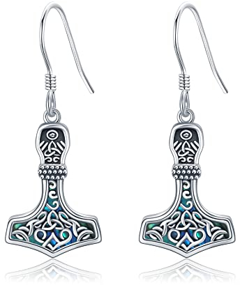 CUPENDA Thor Hammer Ohrringe Sterling Silber Mjolnir Hammer Baumeln Ohrringe Wikinger Schmuck Geschenke für Frauen Mädchen