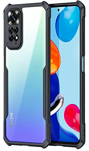 TECHGEAR Redmi Note 11 Tough Case for [Fusion Armour] Premium Hybrid Tough Rugged Protective Bumper Case Heavy Duty Protection with Clear Back Designed For Xiaomi RedMi Note 11 - Black