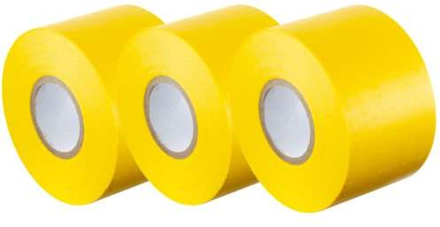 GOCABLETIES - Nastro isolante giallo - 50 mm x 33 m - Robusto ed autoadesivo - Per proteggere, unire e riparare cavi - 3 rotoli