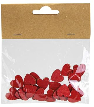 Riffelmacher & Weinberger Holz Streudeko Herzen Rot 24 Stck. - Ø 1,5 cm | 08268 - Hochzeit Tischdekoration