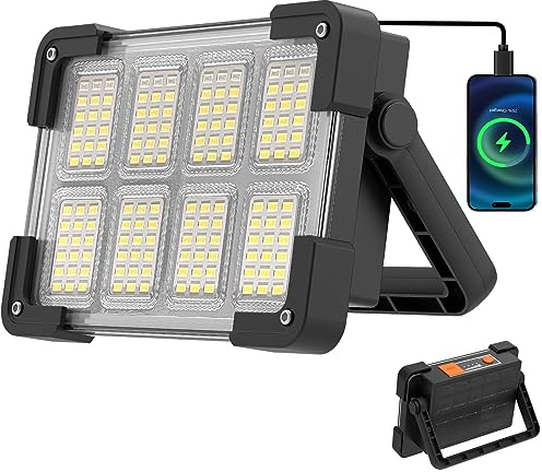 OHAYORI LED Baustrahler Akku, 4 Modi LED Strahler Akku, LED Campinglampe Aufladbar, LED Tragbare USB Wiederaufladbare PowerBank, Dimmbares Notlicht für Garten, Angeln, Camping, Wartung, Notfall