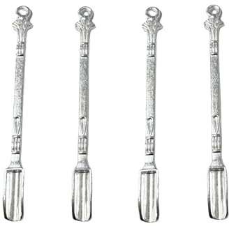 Zittop 4 mini cucharas micro mini pala cuchara hierbas polvo cuchara medicina cuchara cera herramienta (plata)