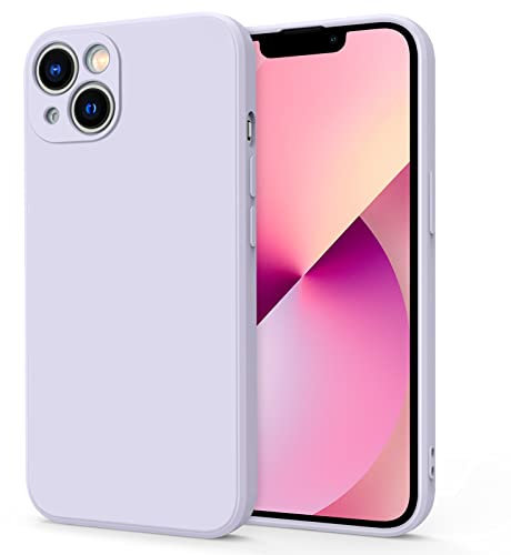 AK Funda para iPhone 13,Funda de Liquida Silicona con Forro de Microfibra Suave para iPhone 13(Hierba Morada)
