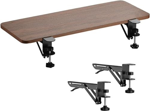 Desk Extender Tray Black Walnut Maple 55 65 75cm, Clamp-On Keyboard Tray With Folding Shelf Brackets, For Desktop Widening, Arm Support, Armrest Shelf Stand ( Color : Walnut , Size : 75*25cm(29.5x10In