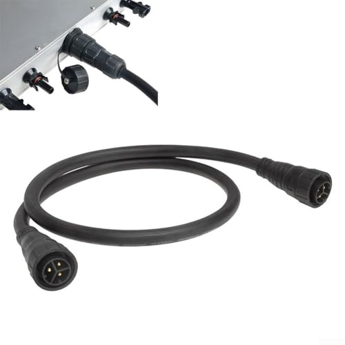 HEBEOT M25 AC-Kabel für wasserdichte Netzwechselrichter (600 W-1600 W, 450 V-750 V), Stecker auf Buchse, UK-Stecker, 10 AWG, Schwarz, 2 m