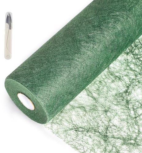 SWAWIS Vlies Tischläufer Dunkelgrün 30cm x 25M Tischläufer Rolle Tischläufer Hochzeit Tischband Grün Tischläufer Geburtstag Tischdecke für Tischdeko Hochzeit Geburtstag Taufe Deko
