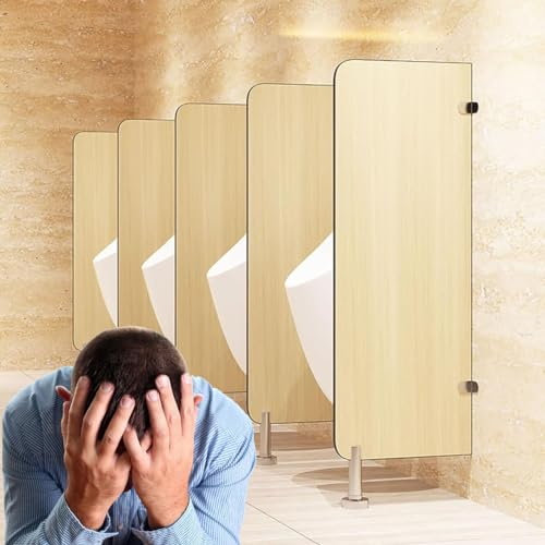 HAILM Urinal-Trennwand WC-Trennwand Für Einkaufszentren, Öffentliche Plätze, Bodenstehende Urinalblende Für Erwachsene Mit Eckcode Aus Edelstahl,Braun,2Pcs