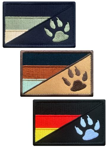 3 Stück Hundepfote Deutschland Flagge-Patch Stickerei Taktische Militär Patch,Aufnäher mit Stickereiverschluss Airsoft für Taktische Hund Kleidung Baseballkappe Weste Hundegeschirr