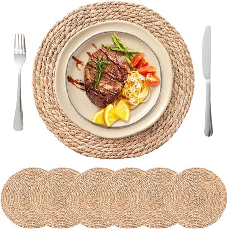 Tischsets aus Wasserhyazinthe, 35 cm, 6 Stück Platzdeckchen