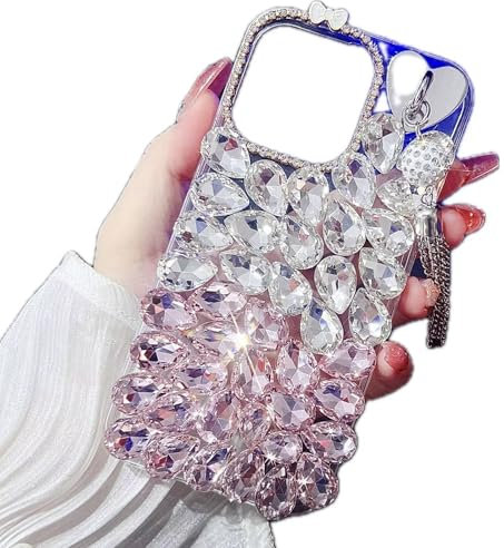 Rnrieyta Miagon Diamant Hülle für iPhone 6S/6,Bling Glitzer Strass Glänzend Handyhülle Durchsichtig Kristall Steine Perle 3D Handgefertigt Schutzhülle
