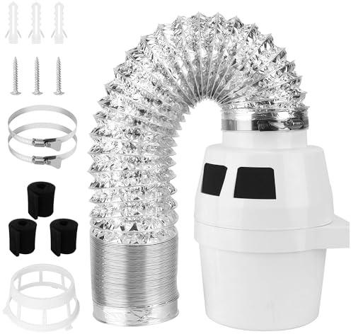 Oterbear Kit d'aération pour sèche-linge d'intérieur, récupérateur de peluches amélioré, comprend un seau de filtre à peluches, un conduit d'aération Proflex de 10,2 cm x 1,5 m, pour sèche-linge