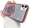 IMEIKONST Case Compatible with iPhone 12 Mini, Electroplate Gradient Glitter Makeup Mirror Ring Kickstand Lens Protection Shockproof Bumper Cover for iPhone 12 Mini. Rose Gold DSJ