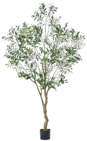 MYELLU Olivier Artificiel 2,1 m - Grand Arbre Faux Décoratif Intérieur/Extérieur avec 2000 Feuilles | Plante Artificielle Réaliste pour Salon, Bureau - Plante Verte Élégante sans Entretien