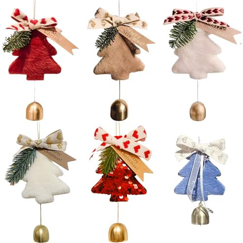 6 pezzi Campane di Natale in di Lana Campanelli Eolici Natalizi Ciondolo Decorazione natalizia Charms di Natale Decorazione natalizia